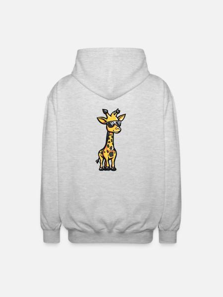Giraffe Comic Cool - Unisex Kapuzenjacke - Hellgrau meliert