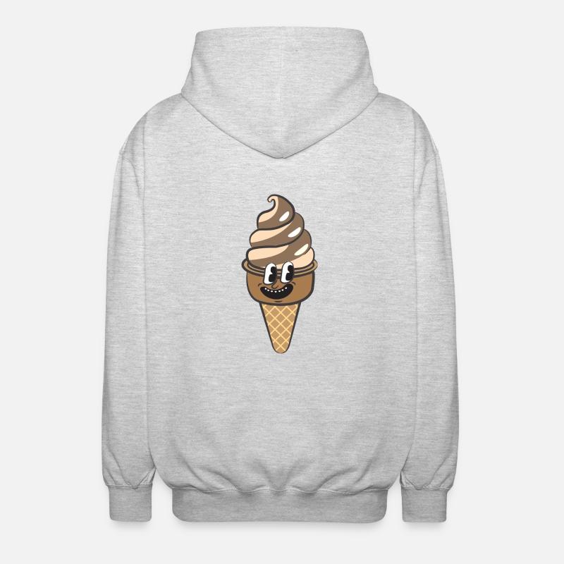 Retro Cartoon Eiscreme - Unisex Kapuzenjacke - Hellgrau meliert