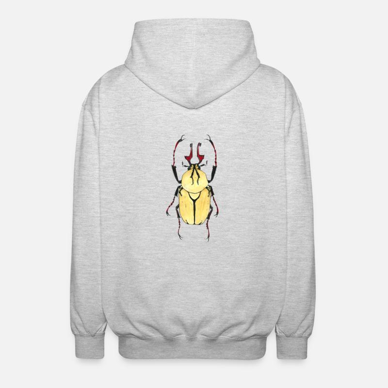 kaefer heller Panzer rotes Geweih - Unisex Kapuzenjacke - Hellgrau meliert