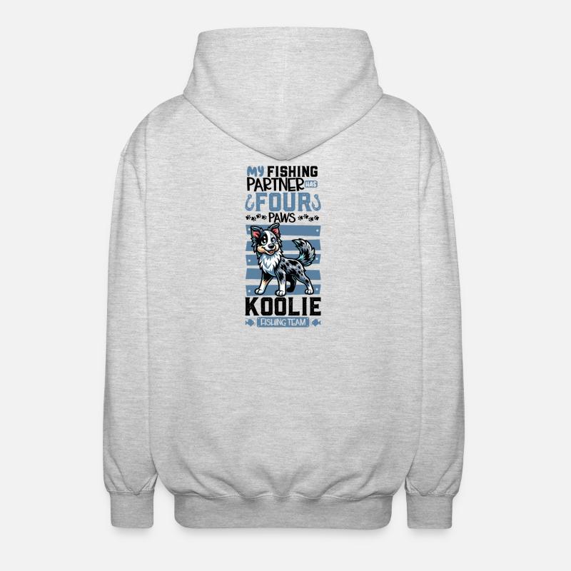 Pêche et Koolie - Veste à capuche unisexe - gris clair chiné