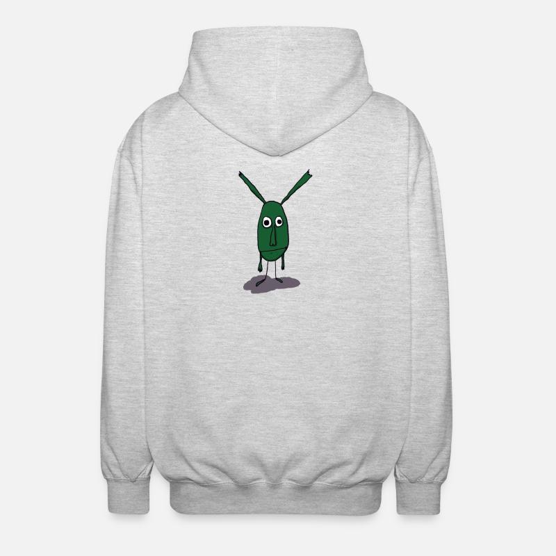 Illustration de monstre vert sur impression - Veste à capuche unisexe - gris clair chiné