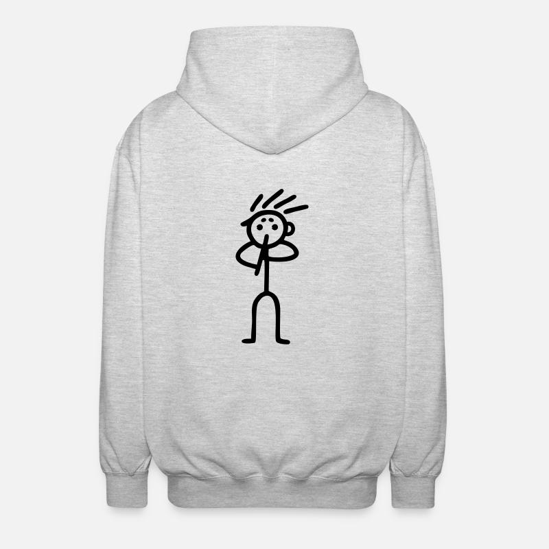 Strichmännchen Flöter - Unisex Kapuzenjacke - Hellgrau meliert