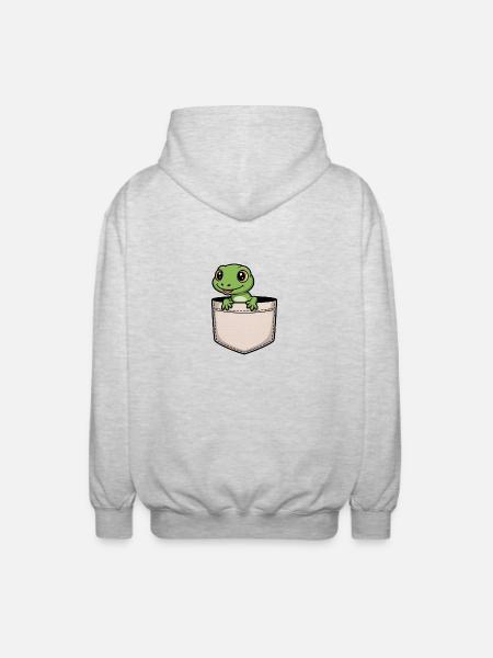 Funny Lizard in Pocket - Cute Reptile Product Gift - Unisex Hooded Jacket - light heather grey