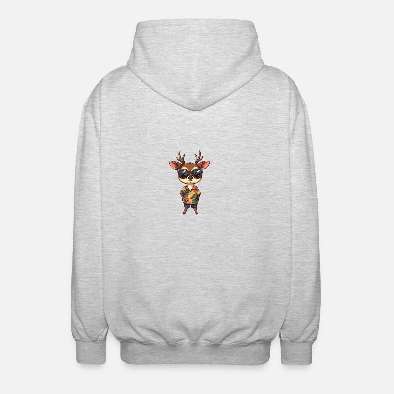 Hirsch Comic Cool Sommer - Unisex Kapuzenjacke - Hellgrau meliert