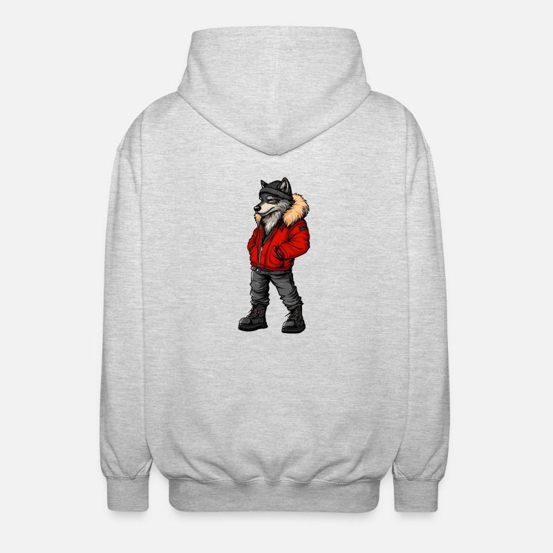 Wolf Funny Winter - Unisex Hooded Jacket - light heather grey