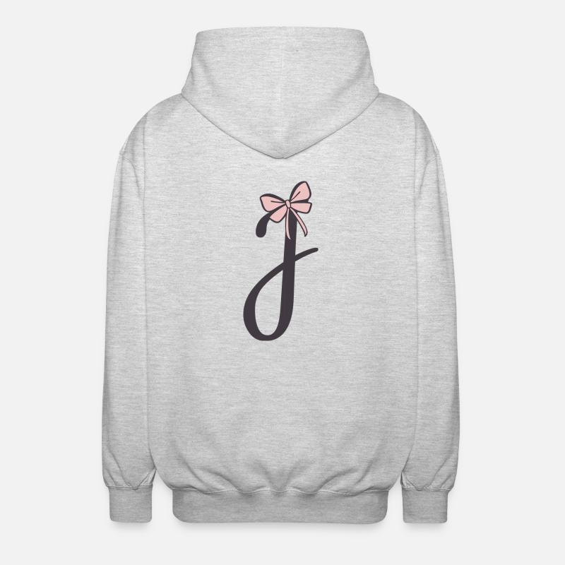 Anfangsbuchstabe J Schleifchen - Unisex Kapuzenjacke - Hellgrau meliert