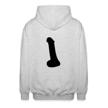Penis - Unisex Kapuzenjacke - Hellgrau meliert - Hinten - AI Model Male 185 light (185cm)