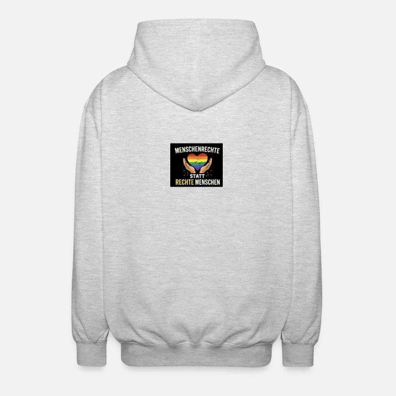 Human rights instead of right-wing people - Unisex Hooded Jacket - light heather grey