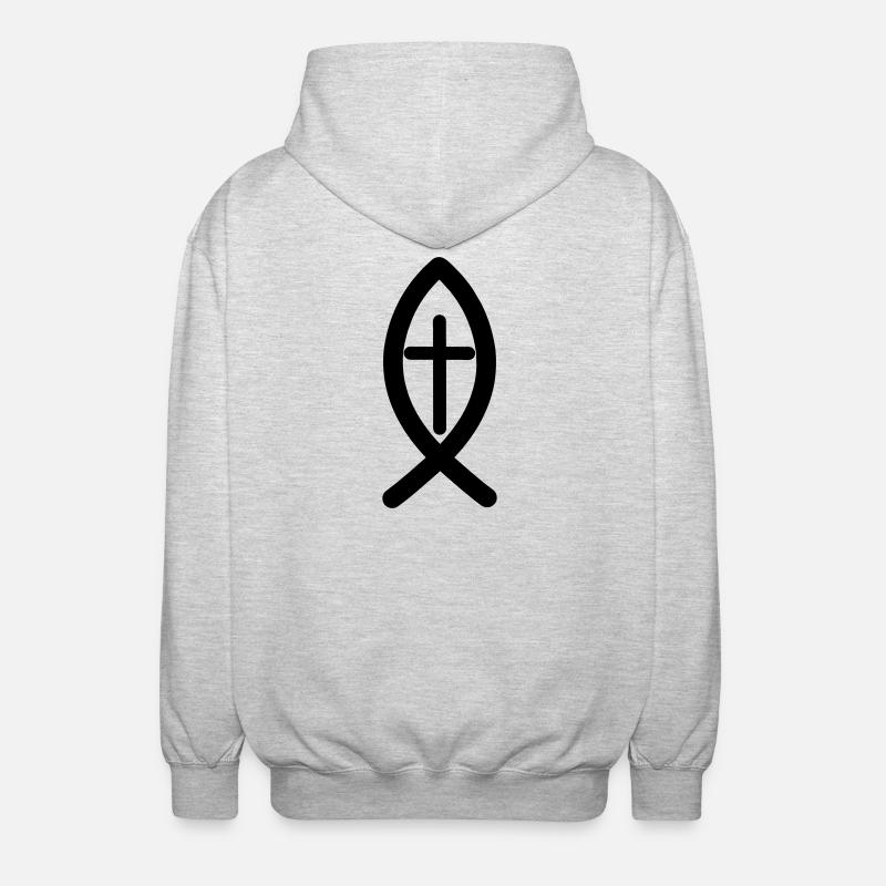 Jesus-Symbol - Unisex Kapuzenjacke - Hellgrau meliert