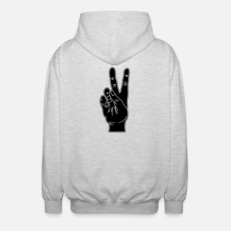 Geste de la main noire paix - Veste à capuche unisexe - gris clair chiné