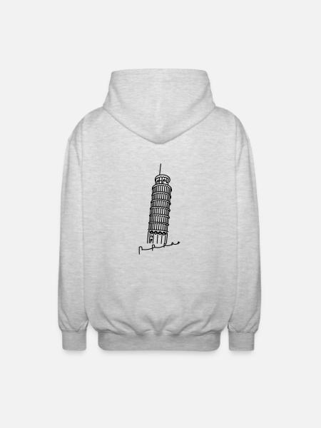 Lutande tornet i Pisa / Lutande tornet i Pisa (1c) - Luvjacka unisex - ljusgråmelerad