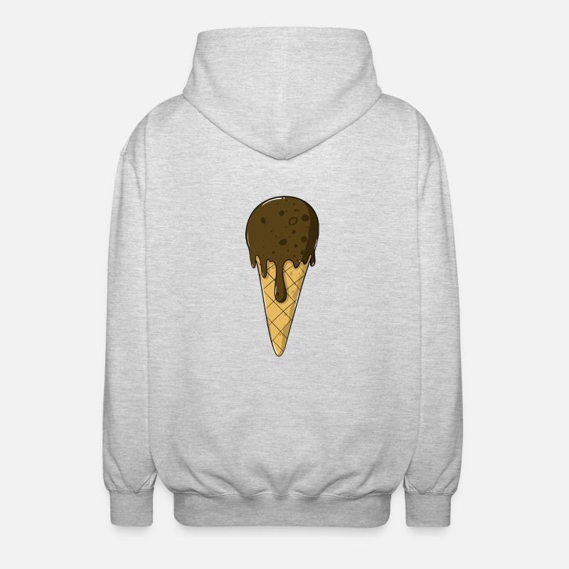 Eis | Schoko Eiscreme | Iceceam - Unisex Kapuzenjacke - Hellgrau meliert