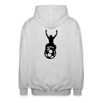 Geschenk ‏ Fußball, WM, EM, Sport, Fan - Unisex Kapuzenjacke - Hellgrau meliert - Hinten - AI Model Male 185 light (185cm)