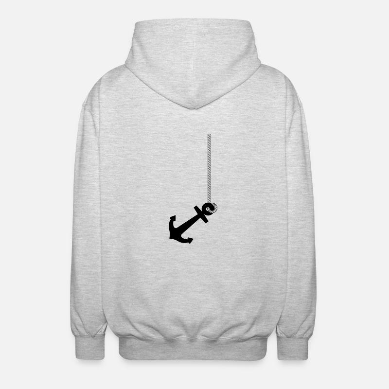 Anker mit Seil - Unisex Kapuzenjacke - Hellgrau meliert