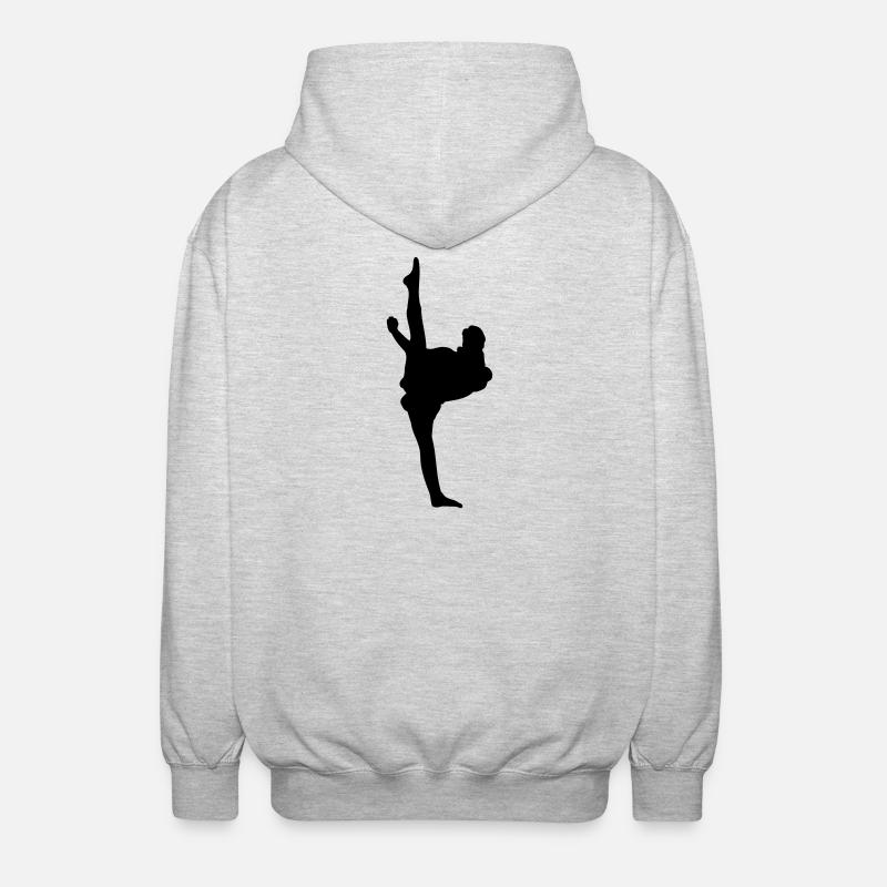Karate oder Taekwondo High Kick - Unisex Kapuzenjacke - Hellgrau meliert