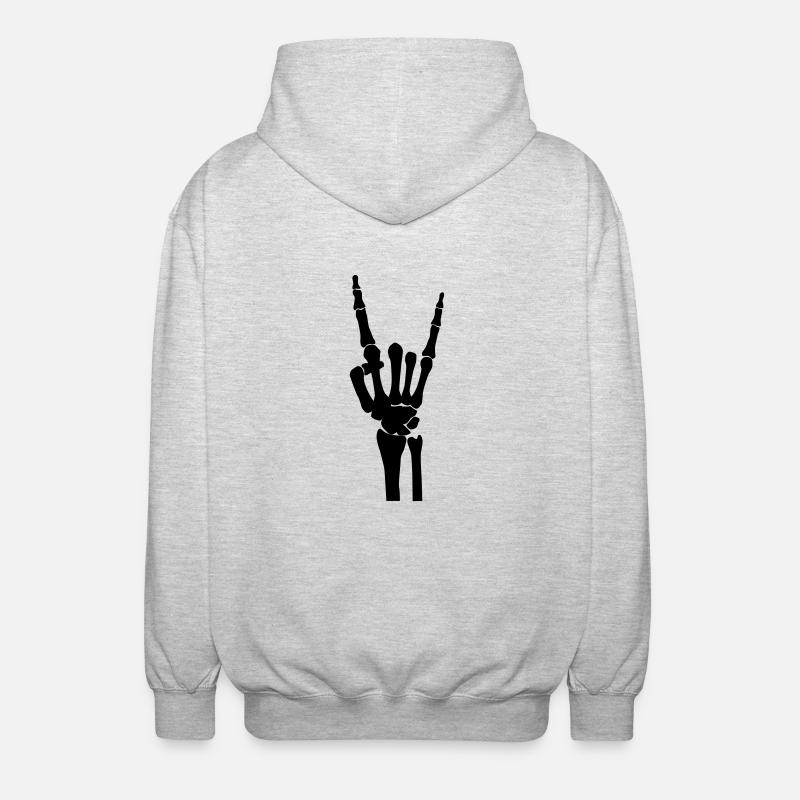 skull rock hand - Unisex Hooded Jacket - light heather grey