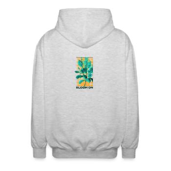 Flora und Fauna Pflanzen Design - Unisex Kapuzenjacke - Hellgrau meliert - Hinten - AI Model Male 185 light (185cm)