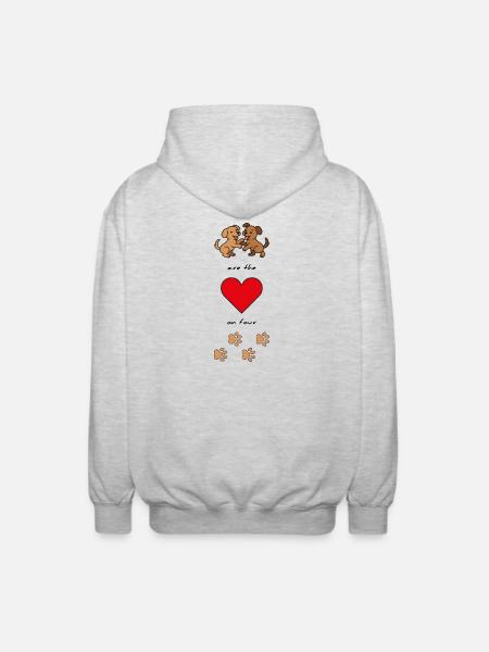 Hundeliebe-Dogs are the heart on four paws - Unisex Hooded Jacket - light heather grey