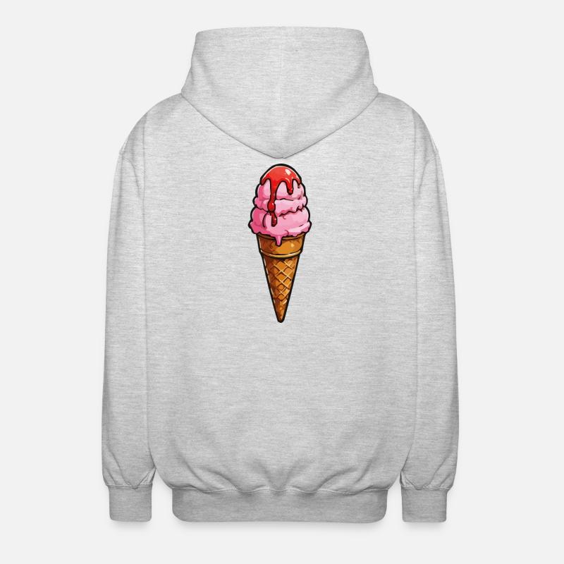 Cartoon Eiscreme Rosa Kugeln Sirup - Unisex Kapuzenjacke - Hellgrau meliert
