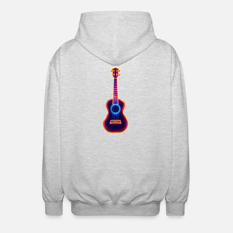 Ukulélé Synthwave rétro - Veste à capuche unisexe - gris clair chiné