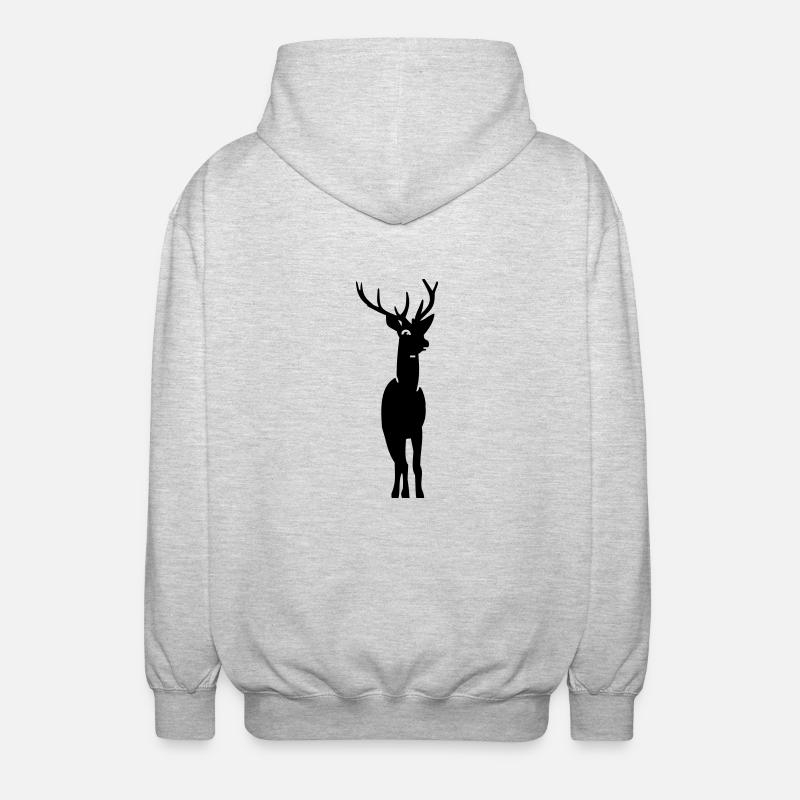 Hirsch / deer (B, 1c) - Unisex Kapuzenjacke - Hellgrau meliert