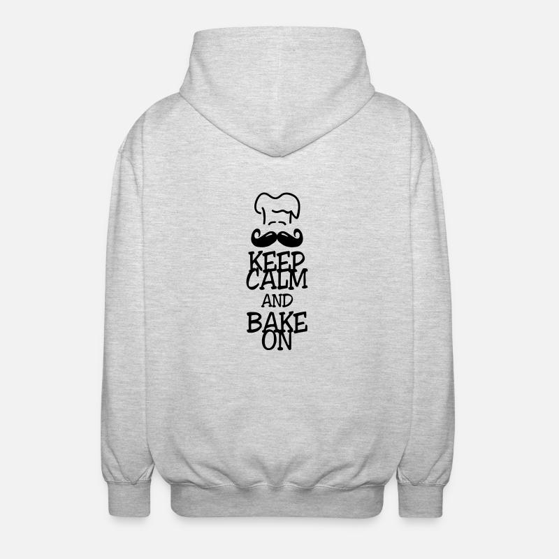 keep calm and bake on - Unisex Hooded Jacket - light heather grey