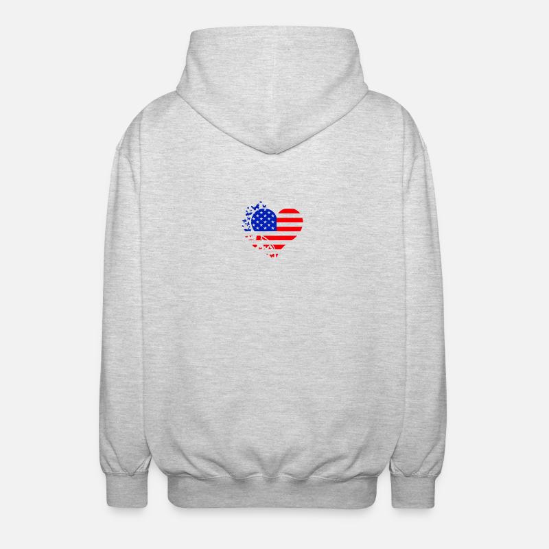 Coeur Drapeau US  - Veste à capuche unisexe - gris clair chiné