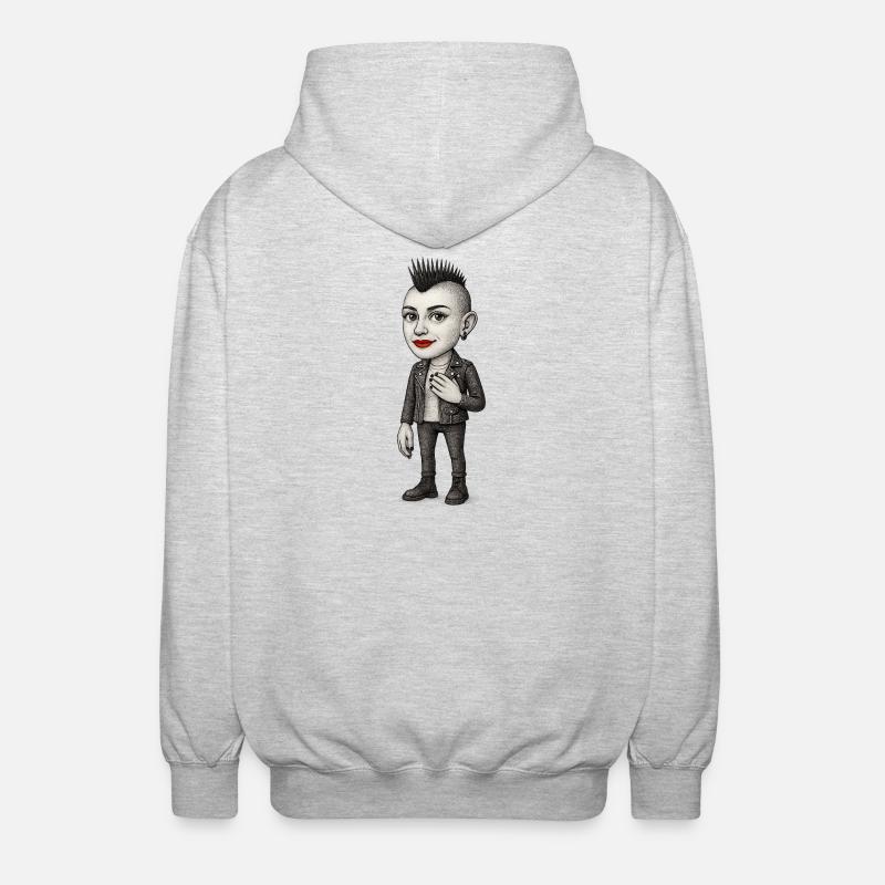 Mohawk Punker - Unisex Kapuzenjacke - Hellgrau meliert