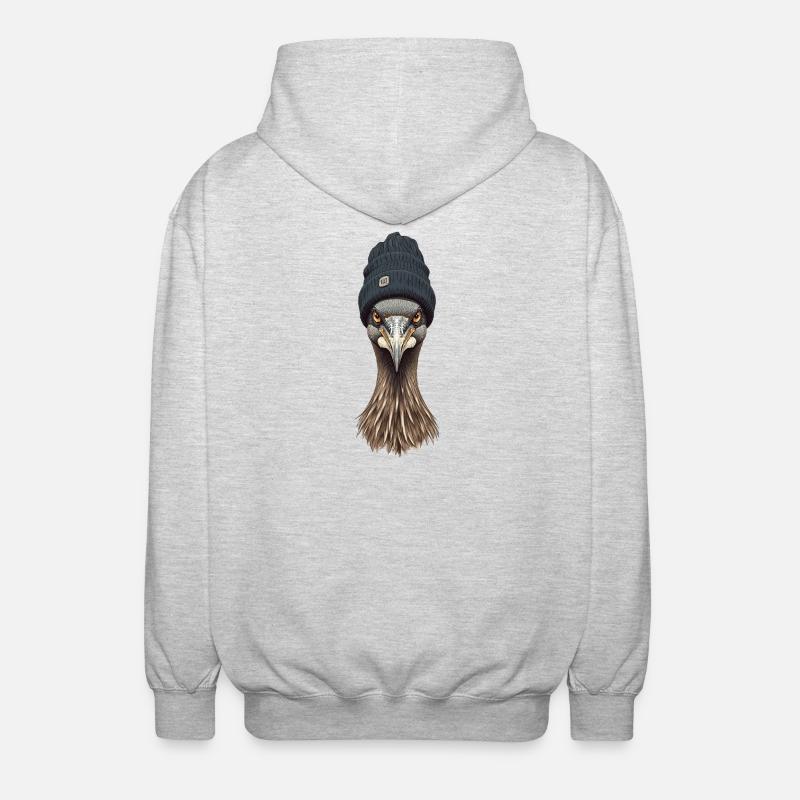 Emu head in cozy cap - Unisex Hooded Jacket - light heather grey