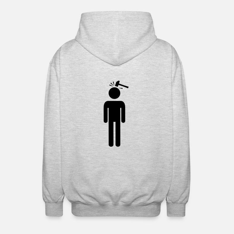 Hammer auf Kopf - Unisex Kapuzenjacke - Hellgrau meliert