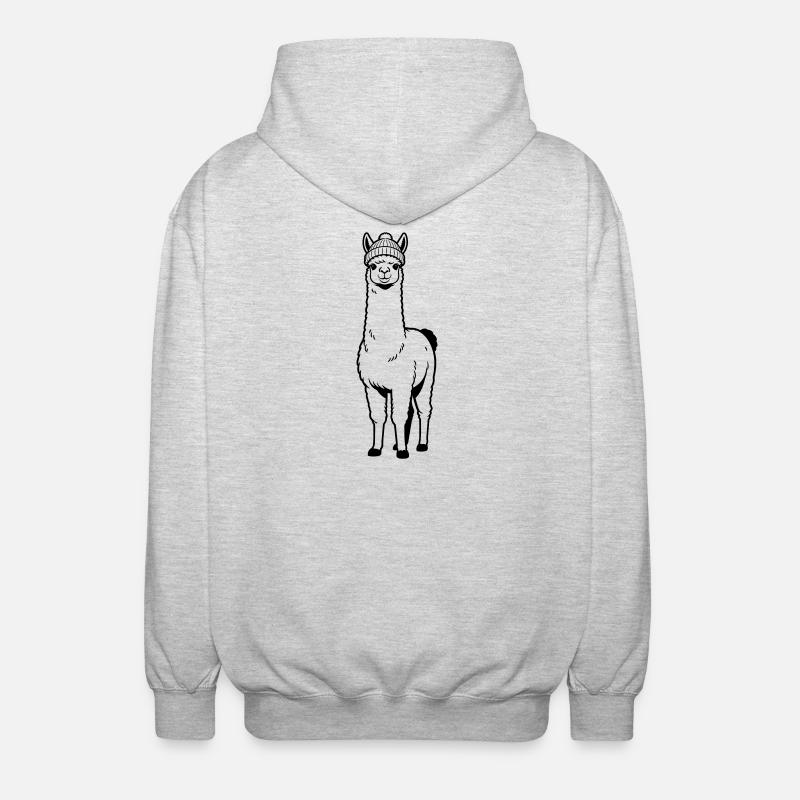 Llama Beanie - Unisex Kapuzenjacke - Hellgrau meliert