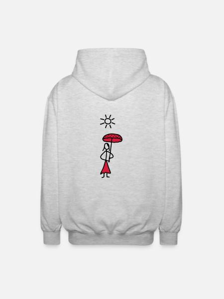 Lady mit Sonnenschirm - V2 - Unisex Kapuzenjacke - Hellgrau meliert