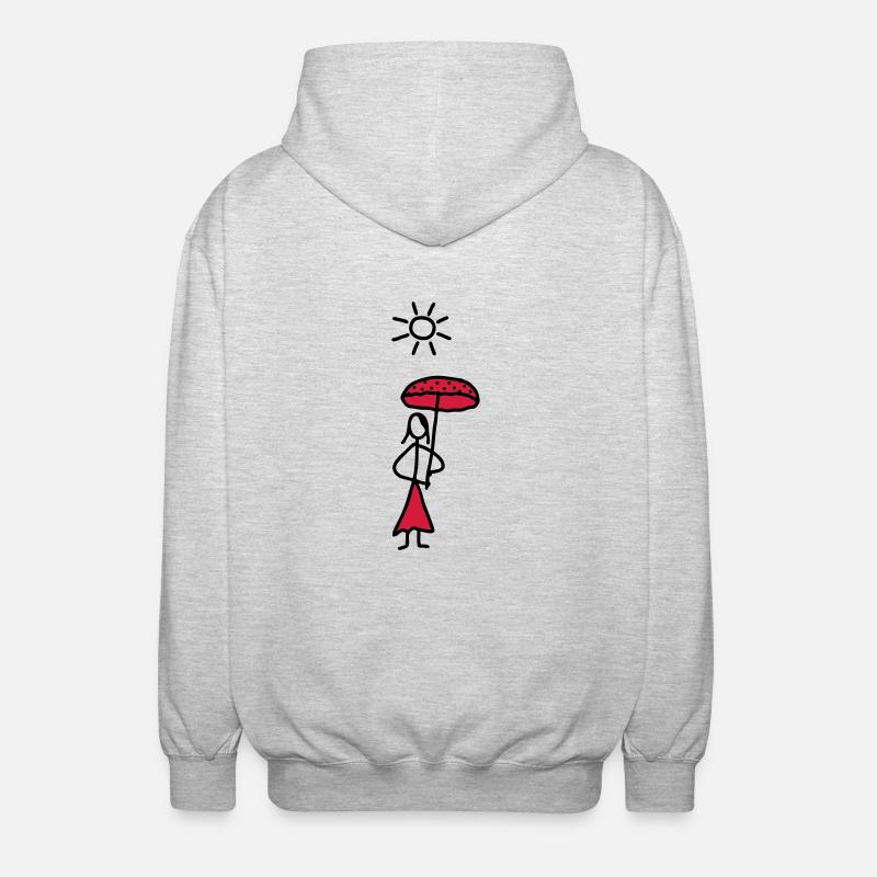 Lady mit Sonnenschirm - V2 - Unisex Kapuzenjacke - Hellgrau meliert