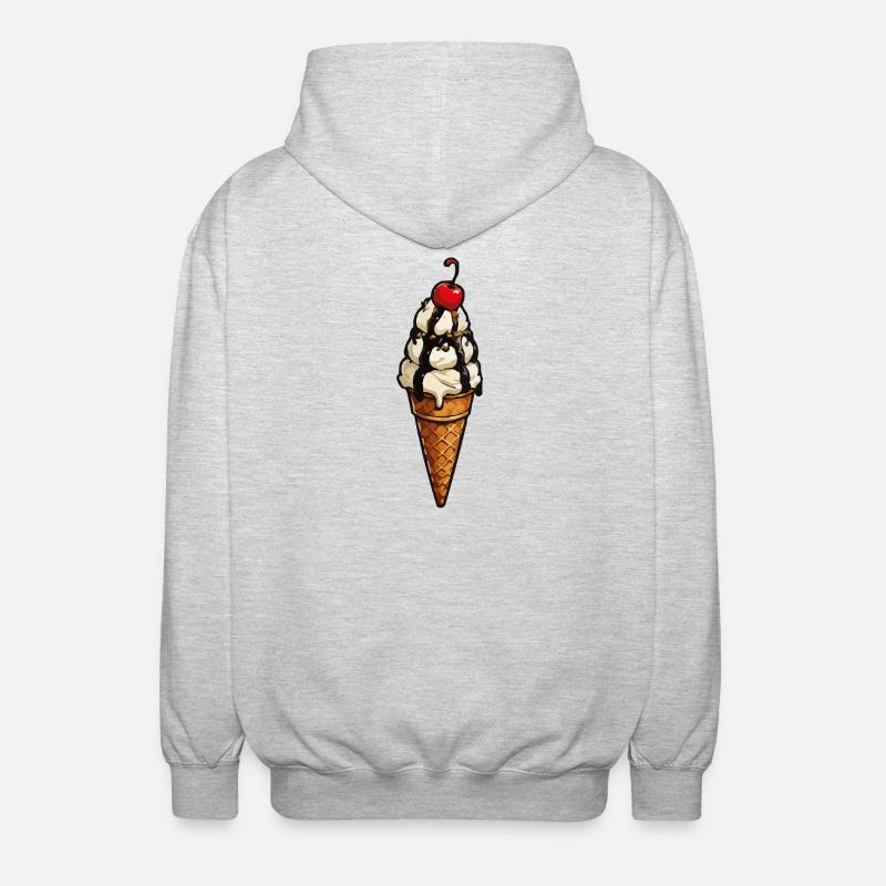 Schmelzende Eiscreme Krone im Waffel - Unisex Hooded Jacket - light heather grey