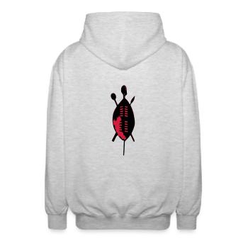 Zulu Shield - Unisex Hooded Jacket - light heather grey - Back - AI Model Male 185 light (185cm)
