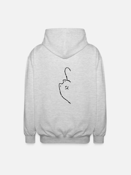 Schräge Katze - Unisex Kapuzenjacke - Hellgrau meliert