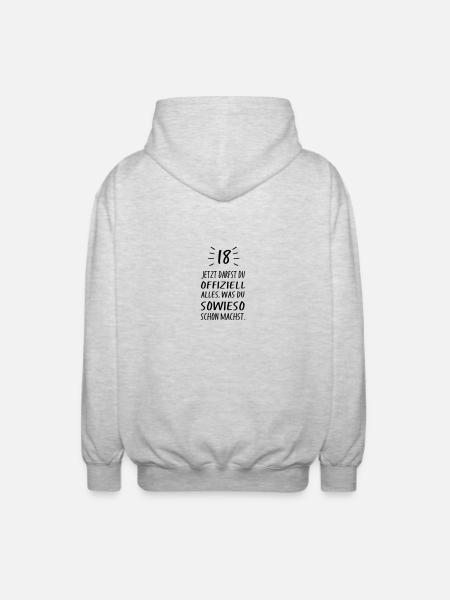 18 - Unisex Kapuzenjacke - Hellgrau meliert