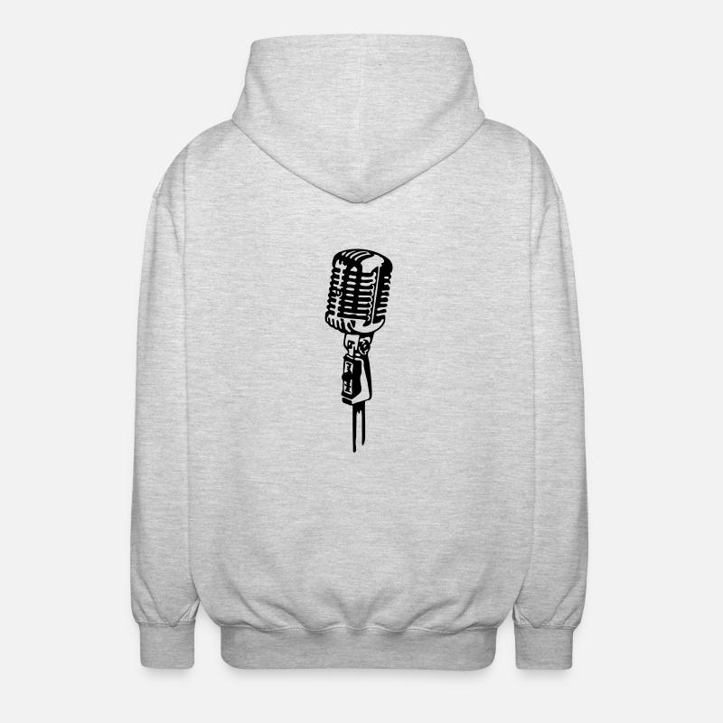 Retro Mikrofon - Unisex Kapuzenjacke - Hellgrau meliert