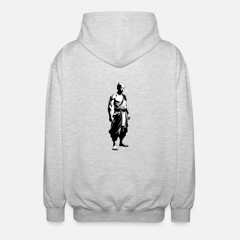 Shaolin Monk - Martial Arts Sticker - Unisex Hooded Jacket - light heather grey