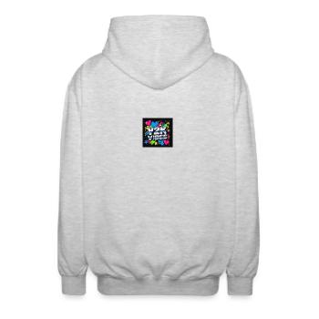 Y2K Vibes Neon Design - Unisex Kapuzenjacke - Hellgrau meliert - Hinten - AI Model Male 185 light (185cm)