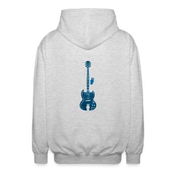 Gitarre Puzzle Blau - Unisex Kapuzenjacke - Hellgrau meliert - Hinten - AI Model Male 185 light (185cm)