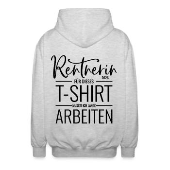 Rentnerin 2026 - Unisex Kapuzenjacke - Hellgrau meliert - Hinten - AI Model Male 185 light (185cm)