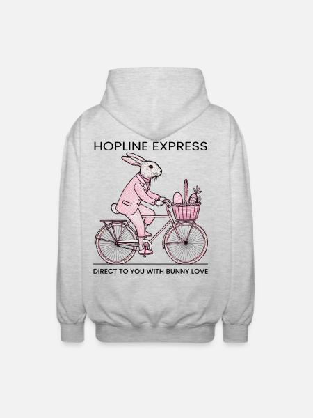 Easter HOPLINE EXPRESS Retro Bunny - Unisex Hooded Jacket - light heather grey