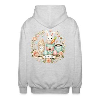 Lapin de Pâques Café Latte Macchiato de Pâques Design - Veste à capuche unisexe - gris clair chiné - Dos - AI Model Male 185 light (185cm)