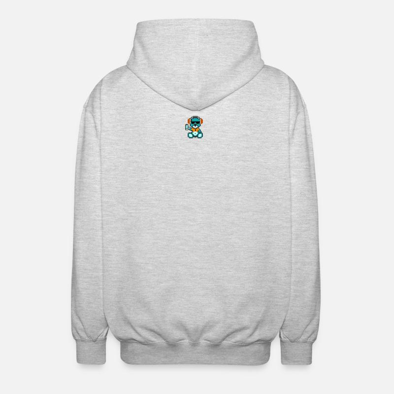 Pixel MiniBear Geek - Unisex Hooded Jacket - light heather grey