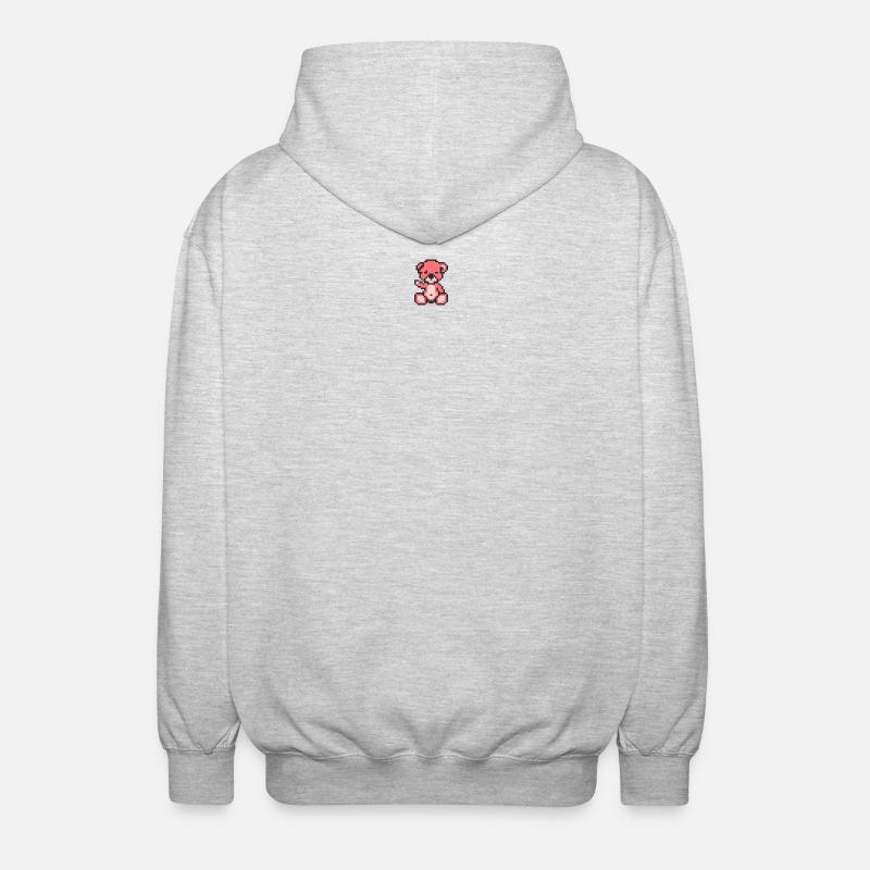 Pixel MiniBear Neon Pink - Unisex Hooded Jacket - light heather grey