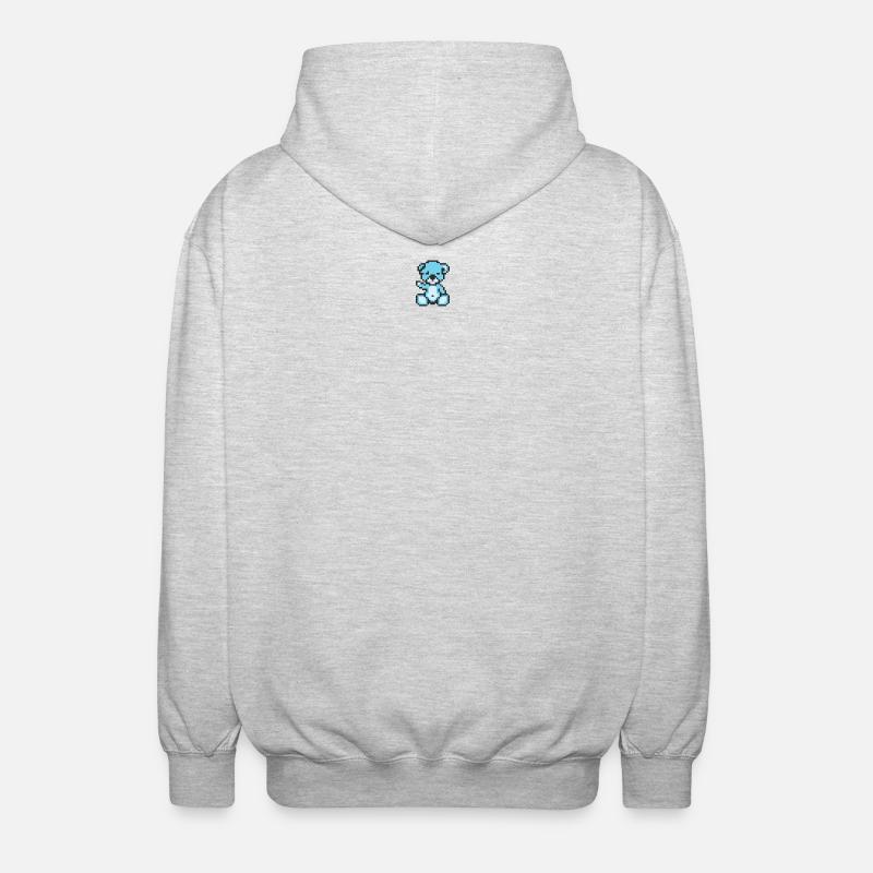Pixel MiniBear Pastel Blue - Unisex Hooded Jacket - light heather grey