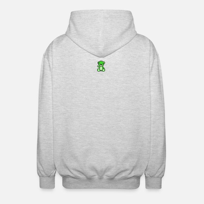 Pixel MiniBear Neon Green - Unisex Hooded Jacket - light heather grey