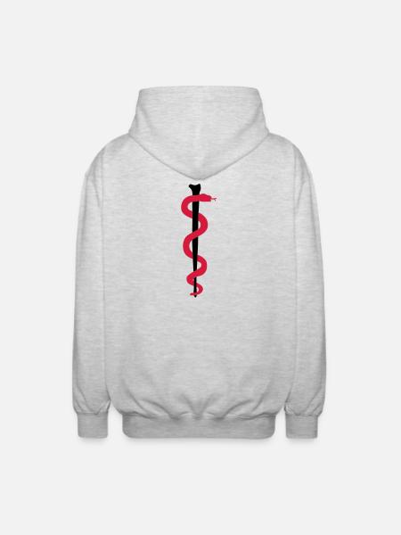Rod of Asclepius - Unisex Hooded Jacket - light heather grey