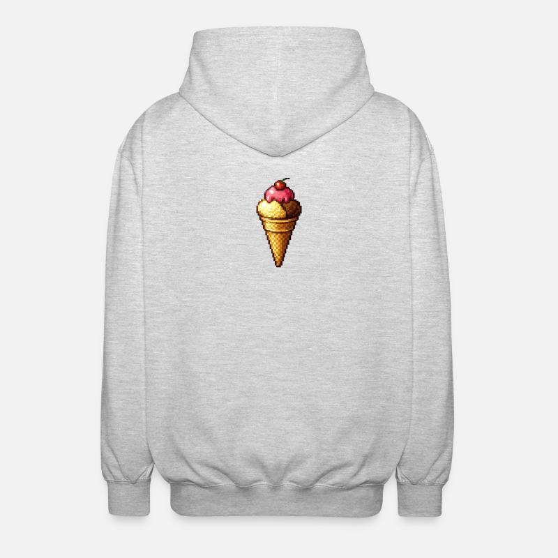 Retro Pixel Eiscreme Cone - Unisex Kapuzenjacke - Hellgrau meliert